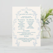 Staubblaue französische Toile-Hochzeitsprogramm-Pa Programm (Stehend Vorderseite)