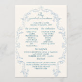 Staubblaue französische Toile-Hochzeitsprogramm-Pa Programm (Vorderseite)