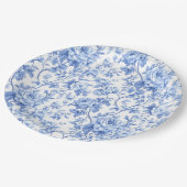 Staubblaue französische Toile-Rosen Blumen-Papiert Pappteller (Schrägansicht)