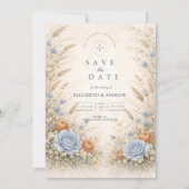 Staubblaue Gartenhochzeit Save The Date (Vorderseite)