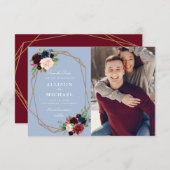 staubblaue geometrische Save the Date Fotokarte (Vorne/Hinten)