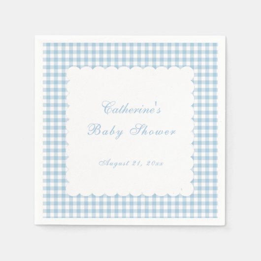 Staubblaue Gingham-Klassiker-Baby-Party-Serviette Serviette (Vorderseite)