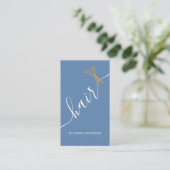Staubblaue Gold Haar Styling Schere Visitenkarte (Stehend Vorderseite)