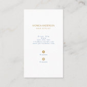 Staubblaue Gold Haar Styling Schere Visitenkarte (Rückseite)