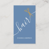 Staubblaue Gold Haar Styling Schere Visitenkarte (Vorderseite)