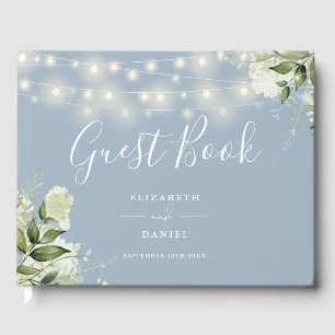 Staubblaue Grünpflanzen-Lichterkette Hochzeit Gästebuch