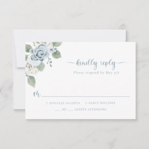 Staubblaue Hochzeit RSVP Karte