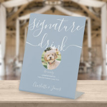 Staubblaue Hochzeits-Pet-Signatur-Drinks