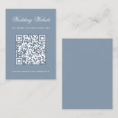 Staubblaue Hochzeits-Website QR-Code und Kalligraf Begleitkarte (Vorne/Hinten)