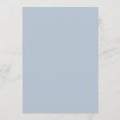 Staubblaue Hochzeitsbar-Speisekarte Einladung (Rückseite)