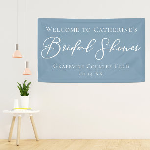 Staubblaue Hochzeitsdusche Persönliche Begrüßung Banner