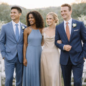 Staubblaue Hochzeitskleiderordnung Karte mit QR-Co