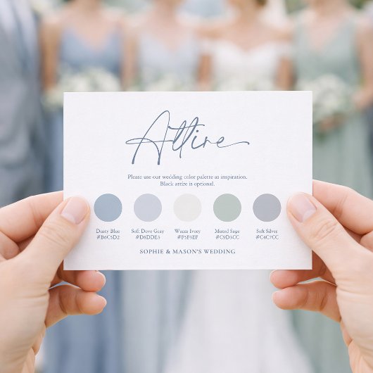 Staubblaue Hochzeitskleidung Karte