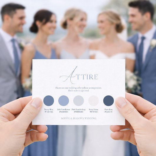 Staubblaue Hochzeitskleidung Karte