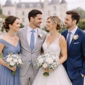 Staubblaue Hochzeitskleidung Karte