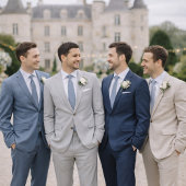 Staubblaue Hochzeitskleidung Karte