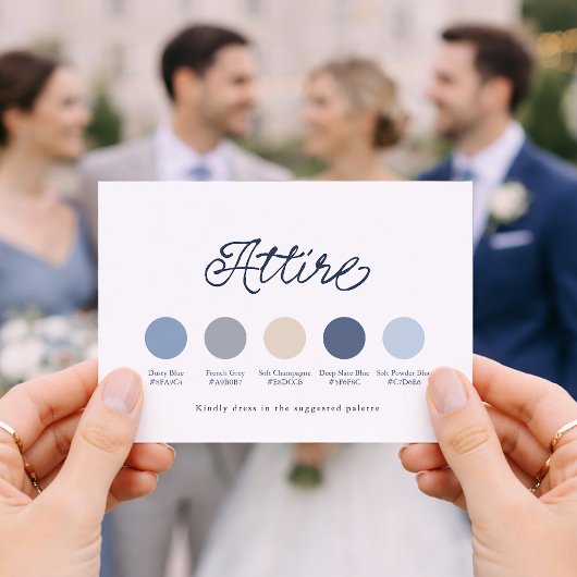 Staubblaue Hochzeitskleidung Karte