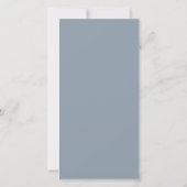 Staubblaue Hochzeitsmenükarte (Rückseite)
