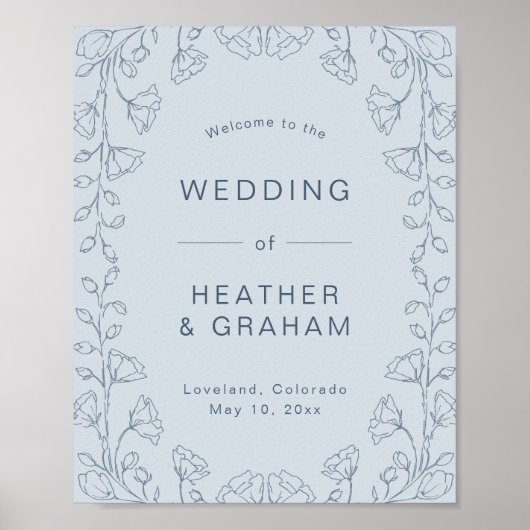 Staubblaue Hochzeitsposter Poster (Vorne)