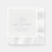 Staubblaue Hochzeitsserviette 'Liebe und Dank' Serviette (Vorderseite)