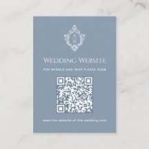 Staubblaue Hochzeitswebsite Vintage-Wappen-QR-Code