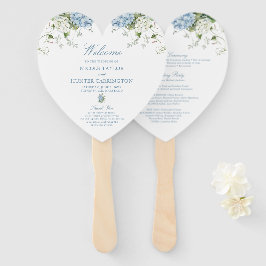Staubblaue Hortensien-Herz-Hochzeitsprogramm Fächer