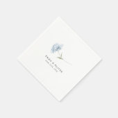 Staubblaue Hortensien - personalisierte Hochzeitss Serviette (Ecke)