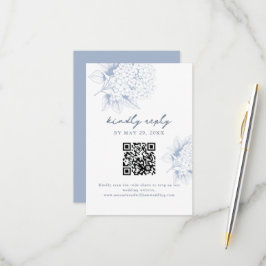 Staubblaue Hortensien-QR-Code-RSVP-Karte RSVP Karte