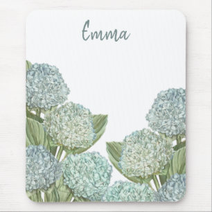 Staubblaue Hortensienbouquet Mousepad