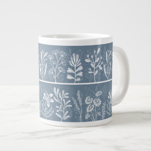 Staubblaue imaginäre botanische Herbarium-Pflanzen Jumbo-Tasse
