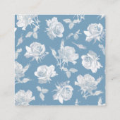 Staubblaue Kalligrafie QR-Code Hochzeit Begleitkarte (Rückseite)