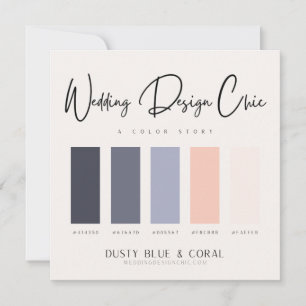 Staubblaue Korallenfarben-Palette mit Hex-Codes Dankeskarte