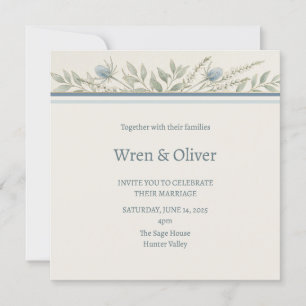 Staubblaue Kugeldistel-Hochzeitseinladung Einladung