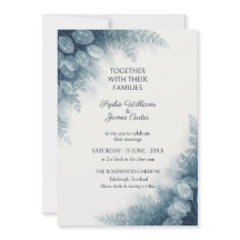 Staubblaue Lunaria-Farn-Hochzeitseinladung
