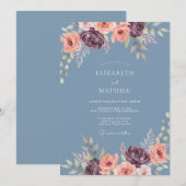 Staubblaue malerische Bogenhochzeit Einladung (Vorne/Hinten)