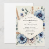 Staubblaue Meadow Bloom Hochzeit Einladung (Vorne/Hinten)