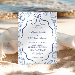 Staubblaue Meeresmuschel Küsten-Ziel-Hochzeit Einladung