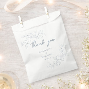 Staubblaue Minimal-Blatt-Hochzeit Geschenktütchen