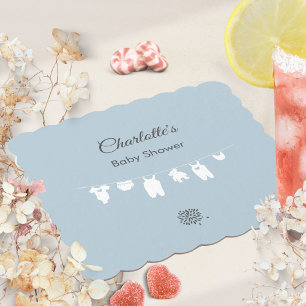 Staubblaue minimalistische Babyparty für einen Jun Untersetzer