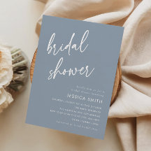 Staubblaue minimalistische Babyparty zur Hochzeit