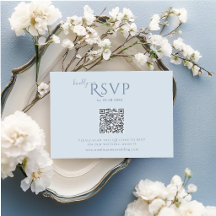 Staubblaue minimalistische Hochzeits-RSVP-Karte
