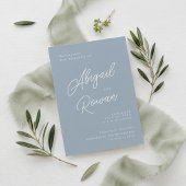 Staubblaue Minimalistische Hochzeitsprogrammkarte Einladung