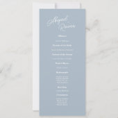 Staubblaue Minimalistische Hochzeitsprogrammkarte Einladung (Rückseite)