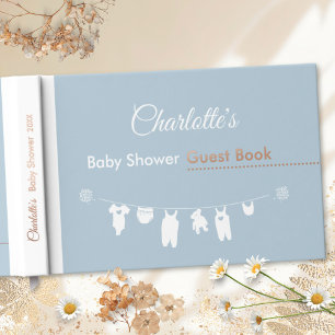Staubblaue minimalistische Wäscheleine Baby-Jungen Gästebuch
