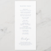 Staubblaue Monogramm-Hochzeit Programm (Rückseite)