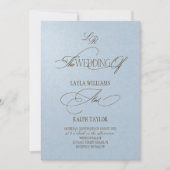 Staubblaue Monogramm-Hochzeitseinladung Einladung (Vorderseite)