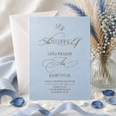 Staubblaue Monogramm-Hochzeitseinladung Einladung