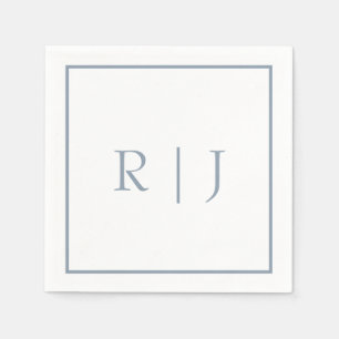 Staubblaue Monogramm-Initialen Hochzeit Serviette