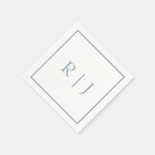 Staubblaue Monogramm-Initialen Hochzeit Serviette (Ecke)