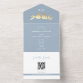 Staubblaue Monogramm-QR-Hochzeit All In One Einladung (Innen Boden)